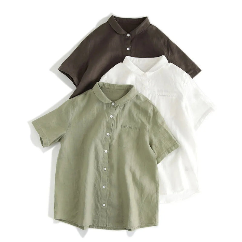 Linen Women Blouse Shirt Ladies Tops