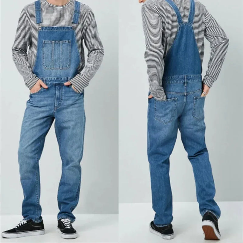 Men's Denim Suspender Pants Suspenders Jeans