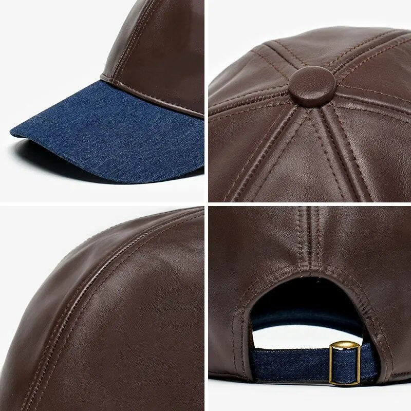 Baseball Caps Women Genuine Sheepskin Patchwork Mixed Comfortable Ladies Hats Handmade