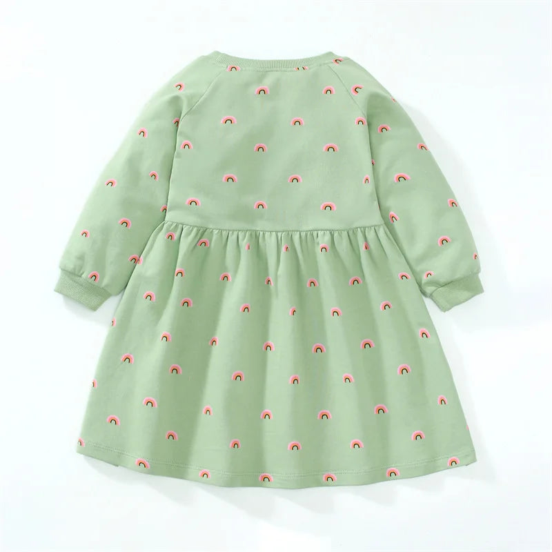 Rainbow Princes Girls Dresses For Autumn Spring Long Sleeve Children's Clothing Toddler Kids Dresses