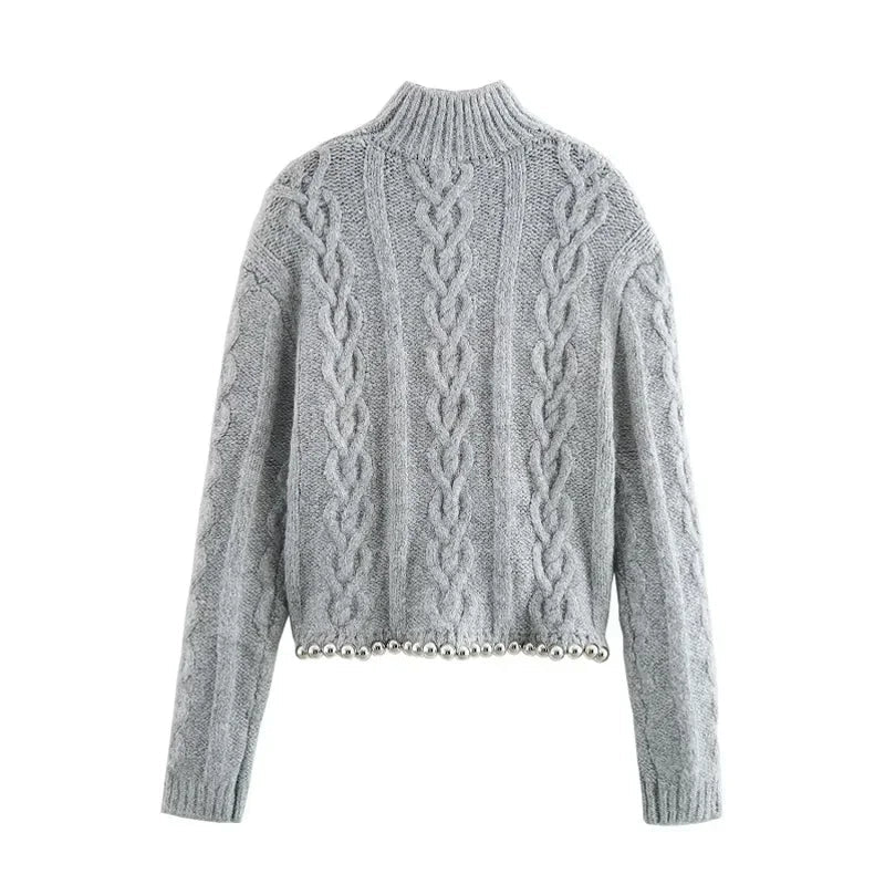 Women Winter Short Knitted Sweater Cropped Sweater Pullovers Casual Elegant