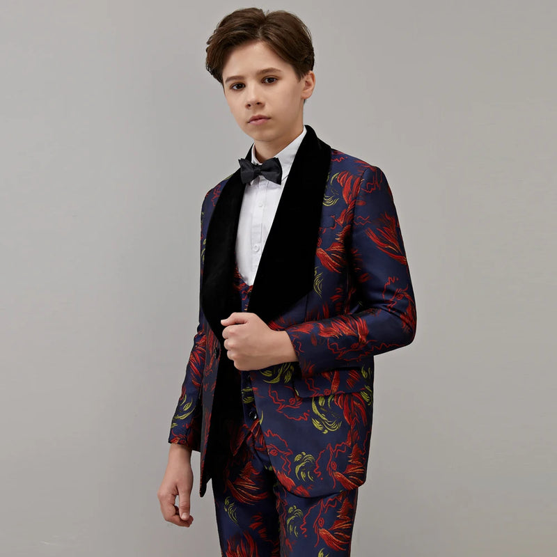 Formal Dress Suit Set Handsome Boy Wedding Blazer Vest Pants Bowtie Outfit