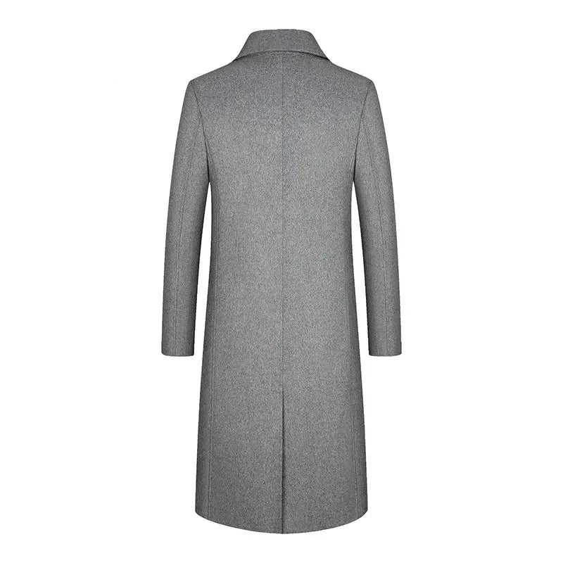 Mens Long Coat Woolen Jackets Boutique High-end Wool Blend Overcoat Trench Men X-long Thick Coat Over