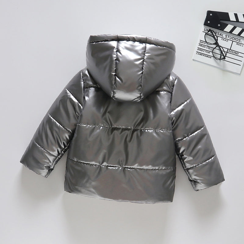 Toddler Boy Girl Trendy Metallic Waterproof Windproof Hooded Coat