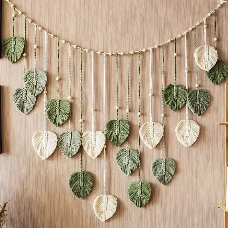 Boho Home Decoration Tapestry Leaf Feather Wall Hanging Decor for Living Room Bedroom Boho Wall Art