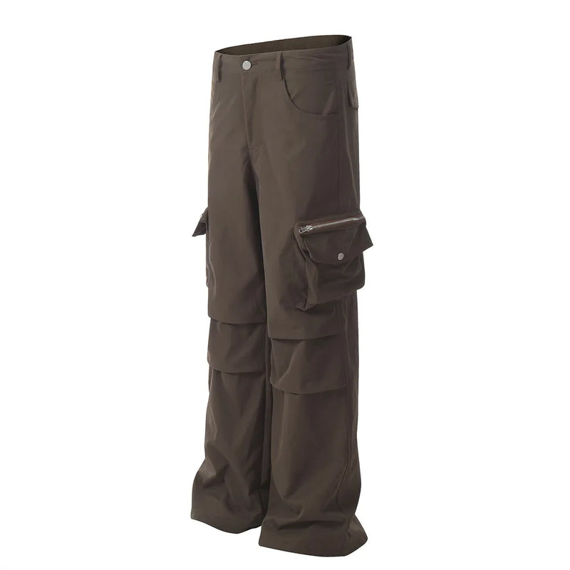 Cargo Pants Mens High Street Summer Pleated Loose Wide Leg Trousers Men