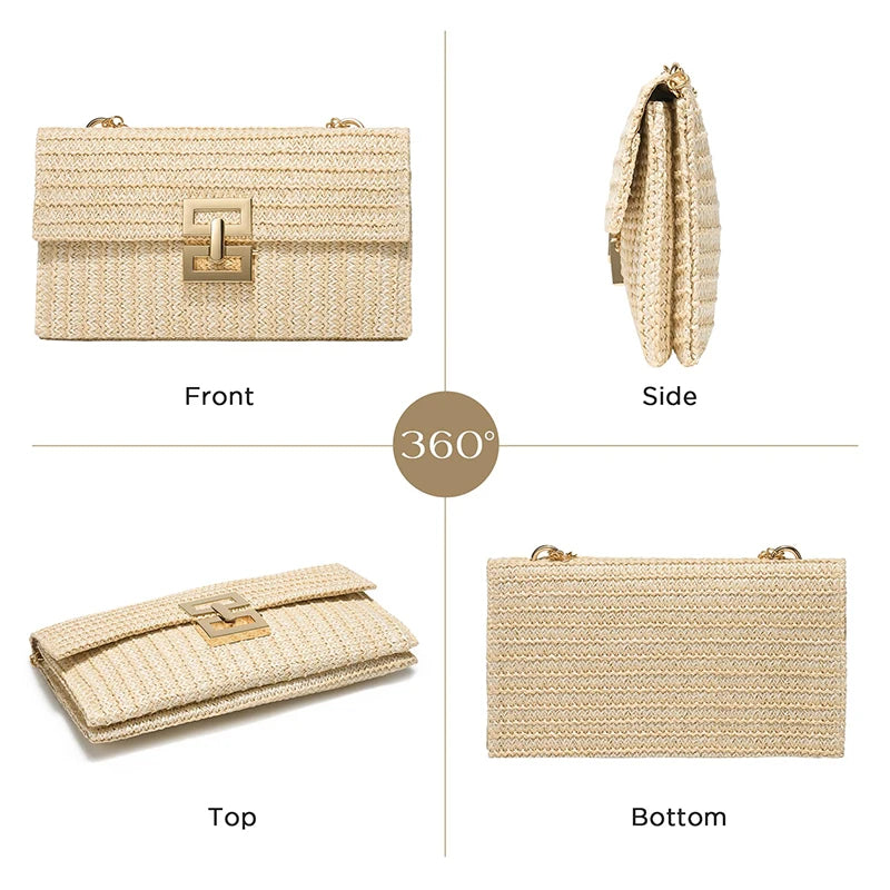 Woven Clutch Handbags for Women Crochet Lady Party Wedding Evening Bag