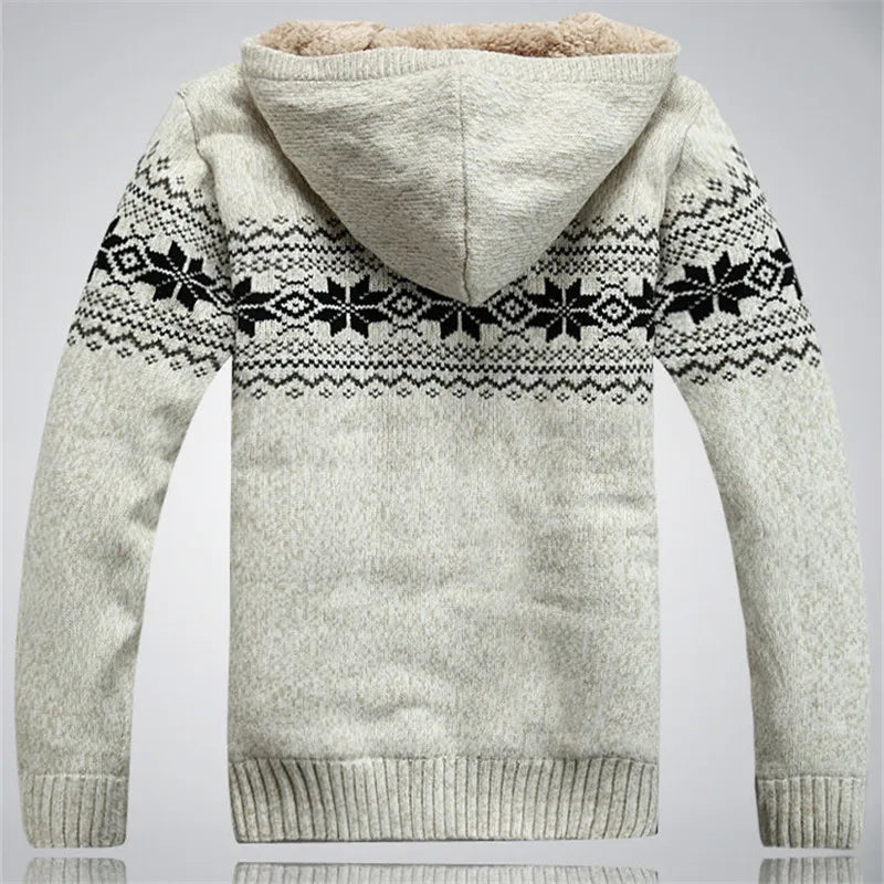 Hooded Winter Sweater Fleece Wool Men Cardigan outwear Coats Knitted Sweater