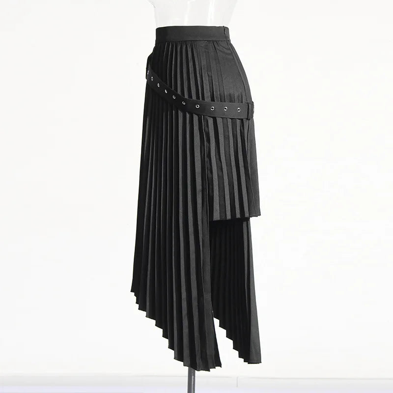 Split Skirt Summer Design Pleated Lace Up Skirt