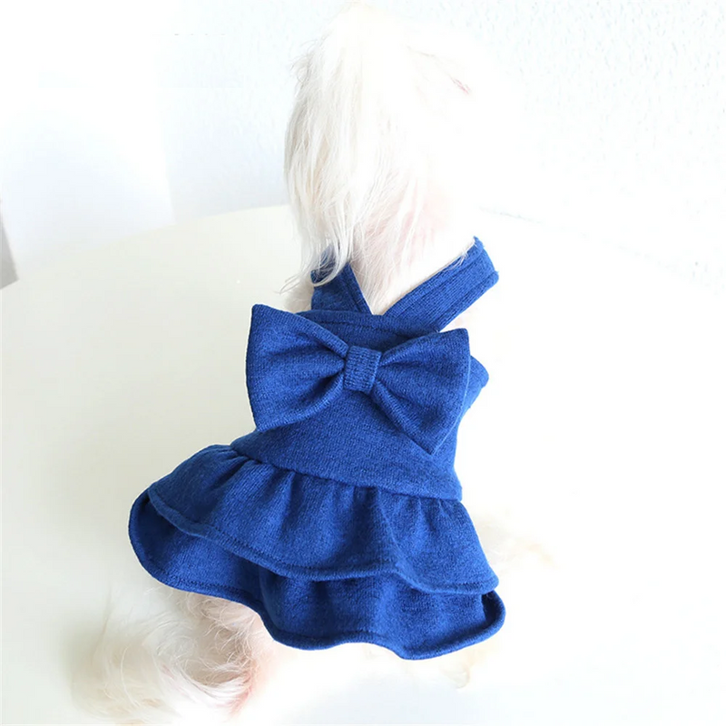 Autumn Winter Pet Clothes with Sheep Plush Strap Skirt Maltese Cat Dog Clothing