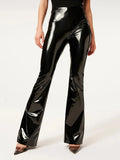 Women High Waist Faux Leather Pants Office Lady Slim Stretch Elastic Trousers Clubwear