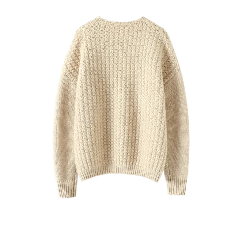 Thickened Cashmere Sweater Women Round Neck Loose Pure Cashmere Sweater Winter