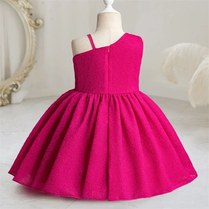 Baby Girl Dress Elegant Girls Wedding Party One Shoulder Princess Dresses