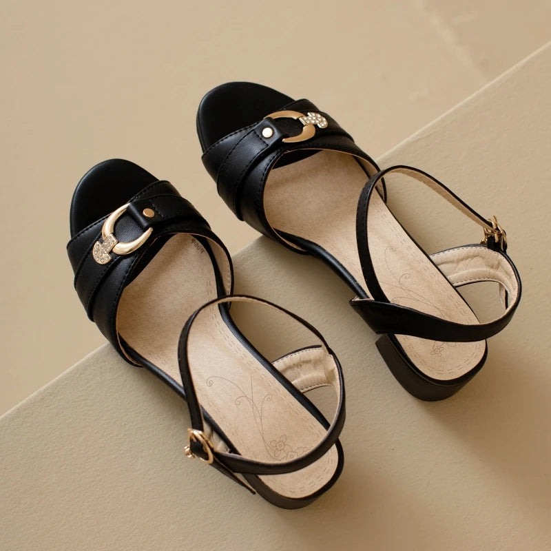 Women Sandals Flip Flops Low Heels Ankle Straps Party Wedding Shoes