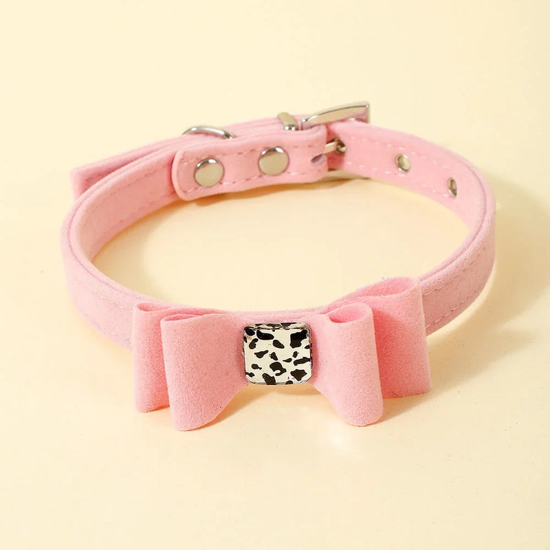 Soft Velvet Cat Collar Small Puppy Cat Dog Collars Bow Kitten Collar Bowknot Necklace