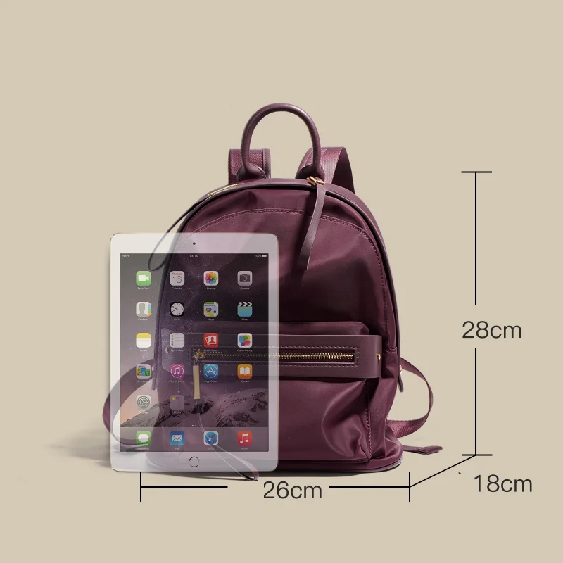 Women Leather Backpack Simple Nylon Leisure Travel Backpack Small Backpack