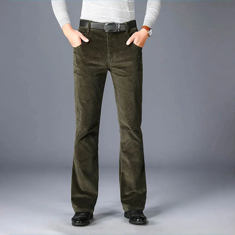 Men Autumn And Winter Micro Horn Lamp Core Flannelette Trousers Velvet Casual Pants