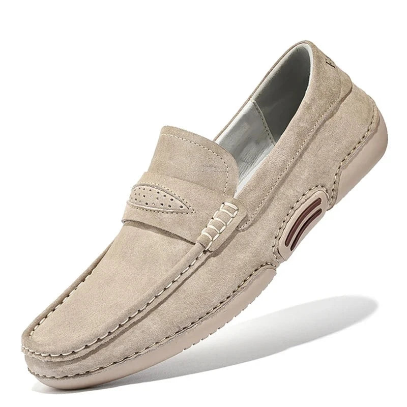 Summer Men Casual Shoes Luxury Genuine Leather Men Loafers Breathable Slip on Italian Style