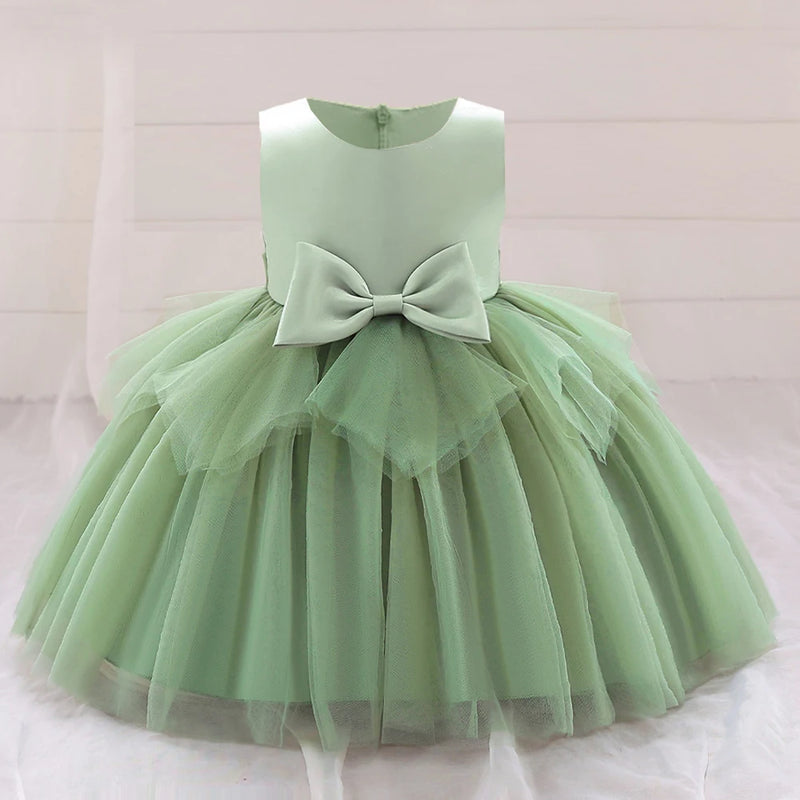 Baby Girls Birthday Dress Newborn Baptism Pink Green Clothes Toddler Kids Elegant Christening Party Gown