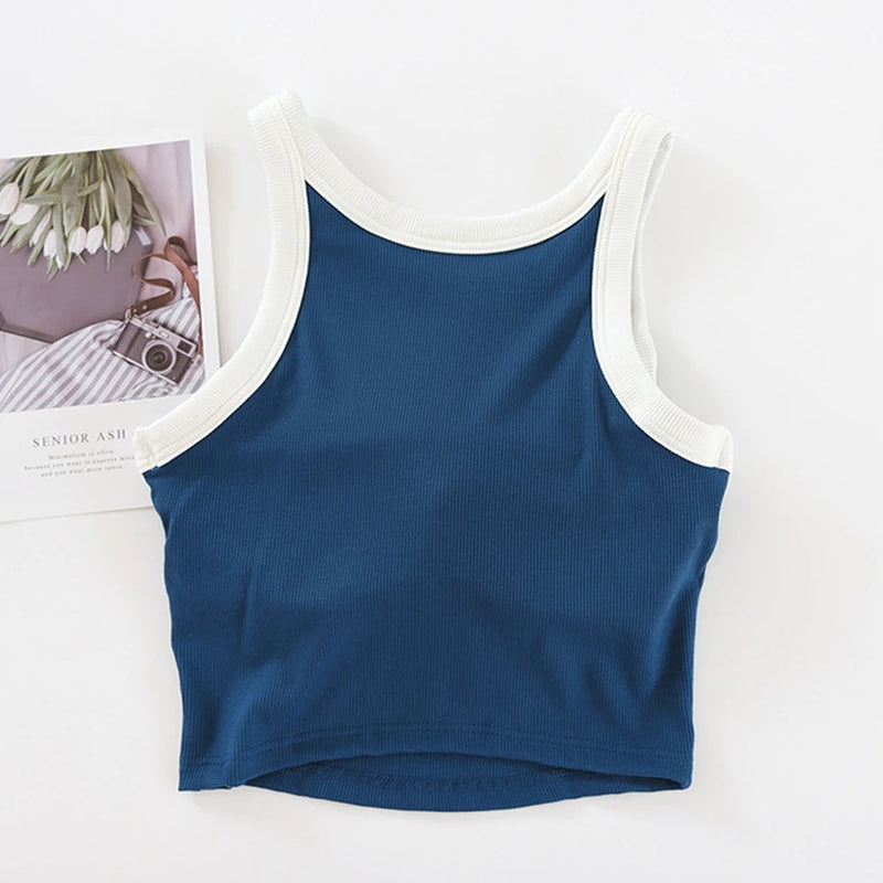 Women's Bra Tank Top Tanks Cropped Camisoles Camis Sando Singlet Vest Sleeveless Sexy Casual