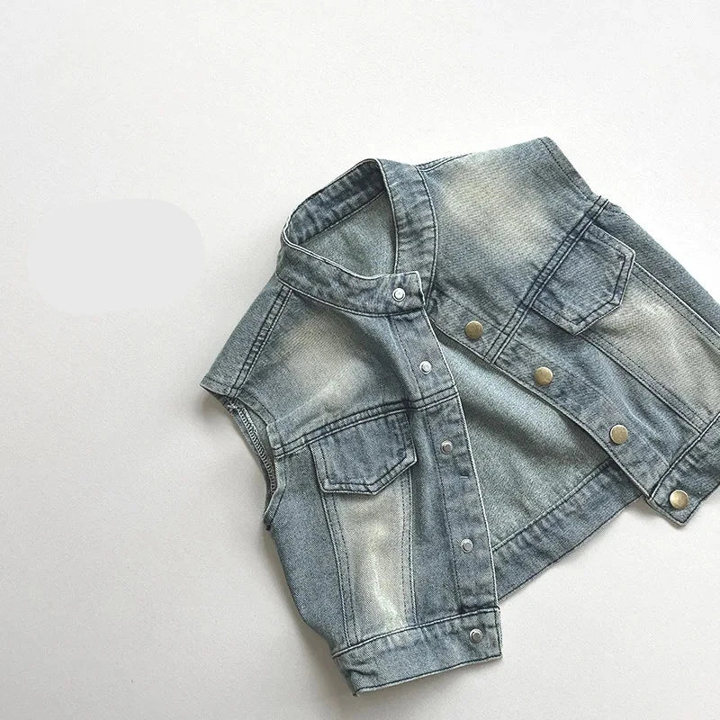 Denim Vest Spring Autumn Waistcoat for Kids Boys Casual Sleeveless Jackets Baby Vest for Girls