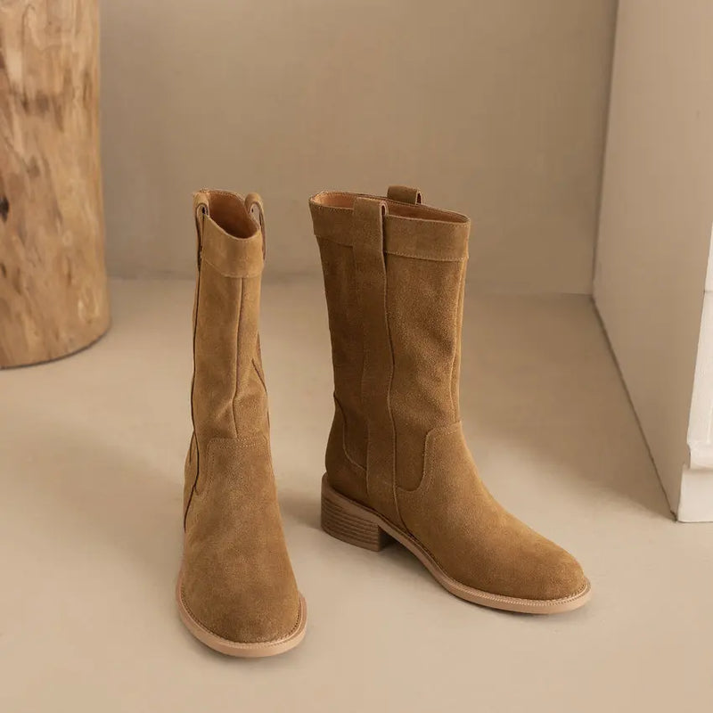 Women Mid-Calf Boots Autumn Winter Shoes Woman Leather