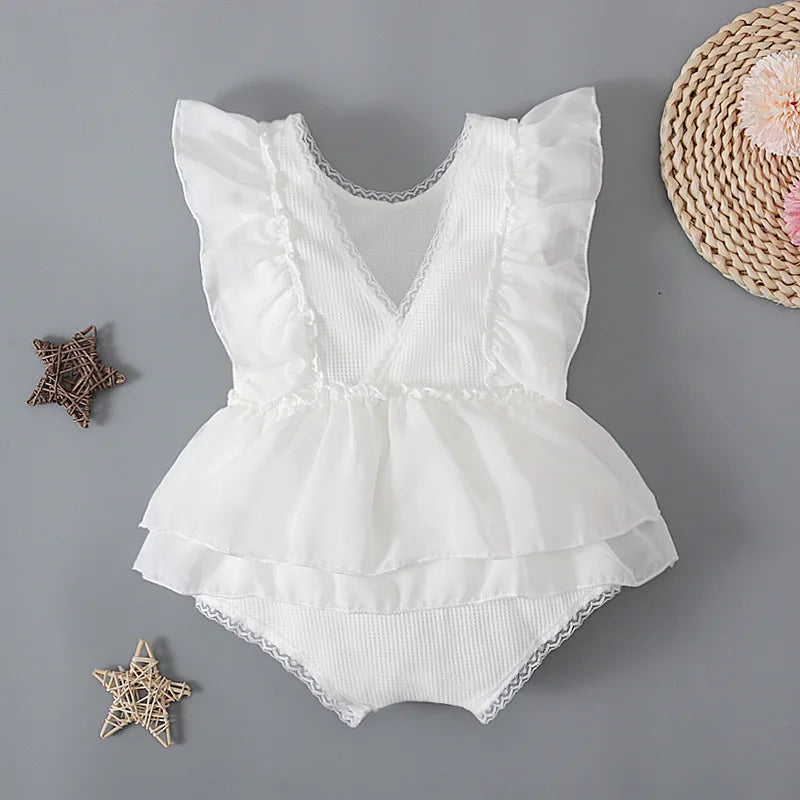 Baby Girl Bodysuit Infant Lace Romper Backless Dress