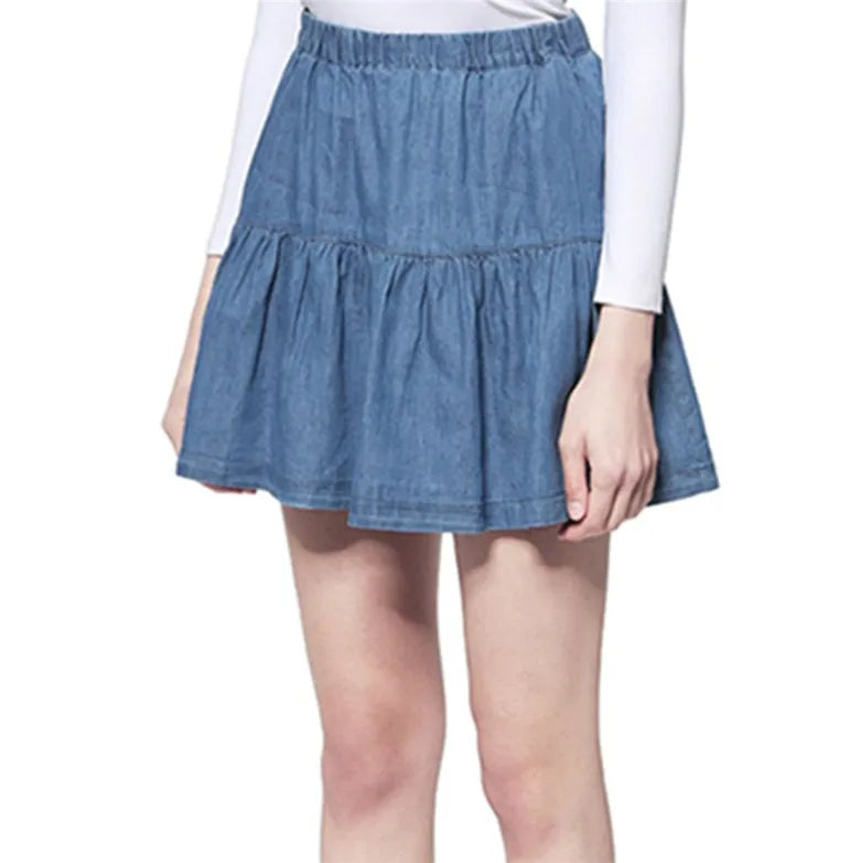 Denim ruffled skirt comfortable brand girl mini jeans skirts