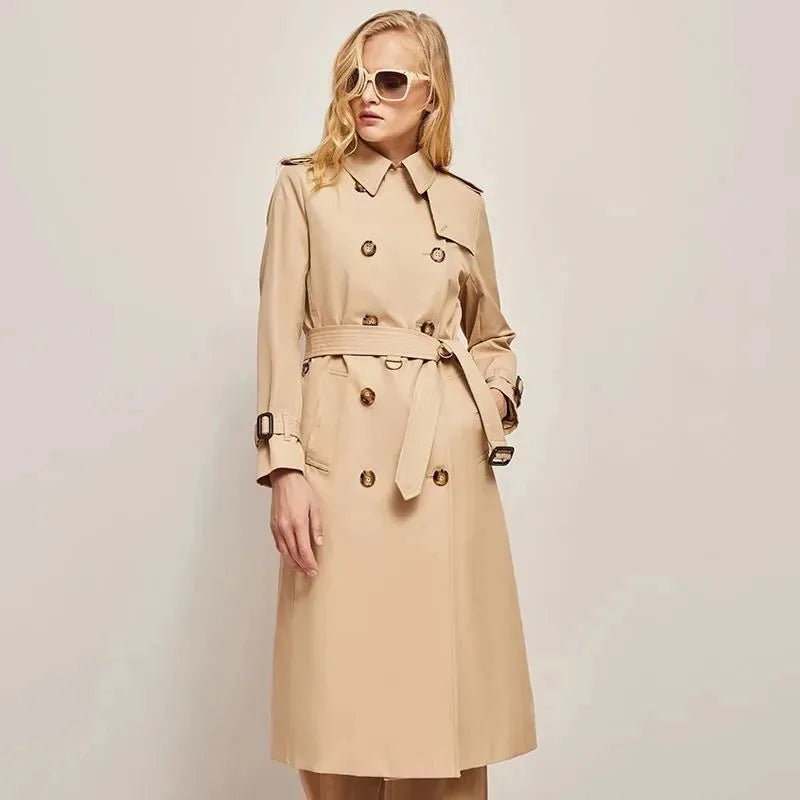 Spring And Autumn Women Trench Coat Outerwear Double Breaste