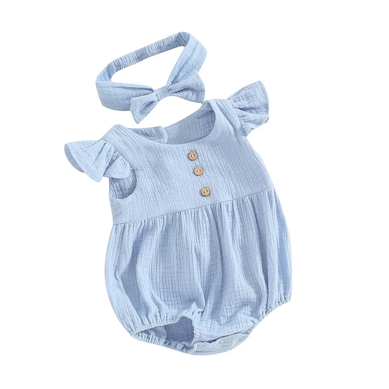 Baby Girl Romper Newborn Summer Clothes Toddler Cotton Linen Bodysuit Spring Cute Infant 3 6 9 12 Months Outfit