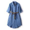 Denim Blue Dresses Women Summer Thin Single Breasted Cardigan Drape Female Dress