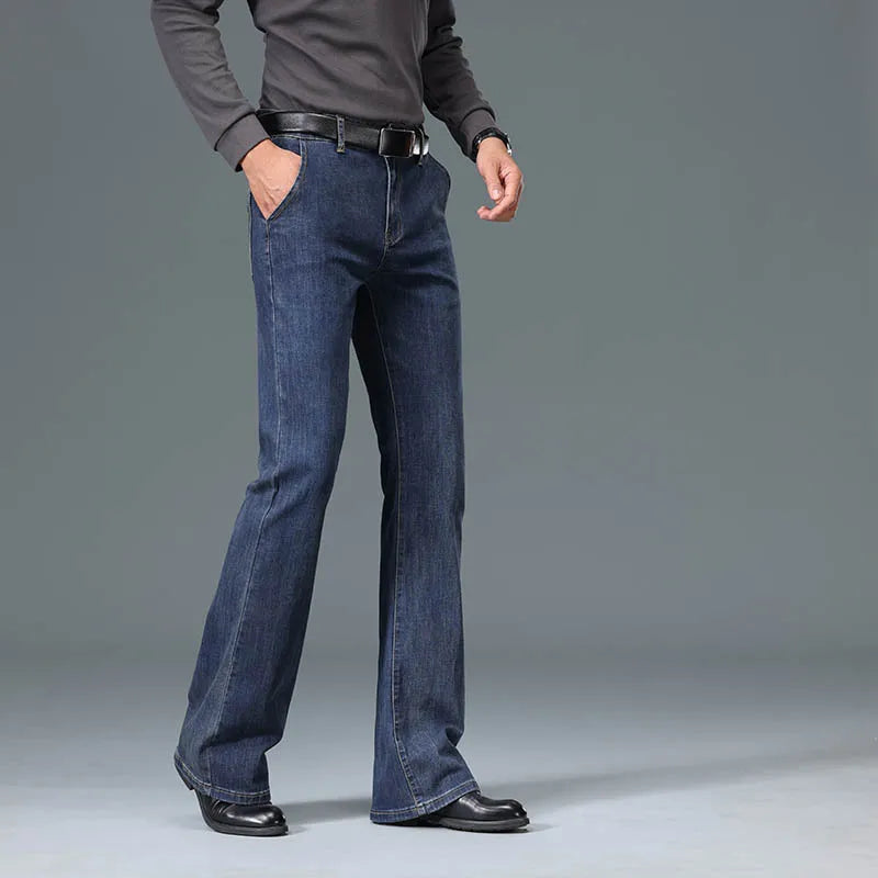 Autumn And Winter Men's Flared Jeans High-End Loose And Comfortable Casual Pants