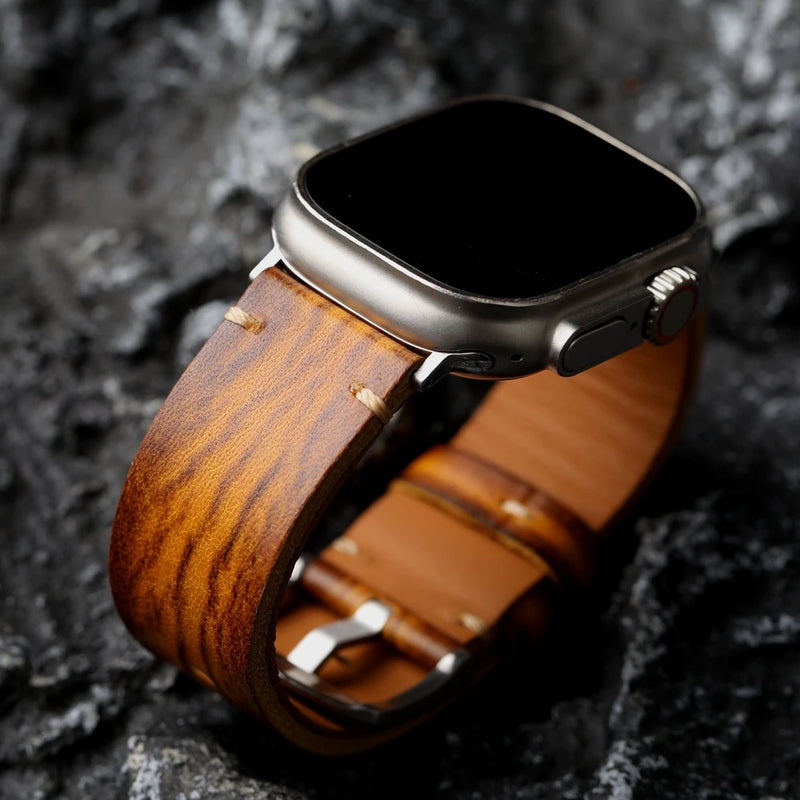 Leather Strap For iwatch Apple Watch Head Layer Thickening Bracelet  49MM 45MM 44MM Ultra2 S8  Vintage Men Watchband