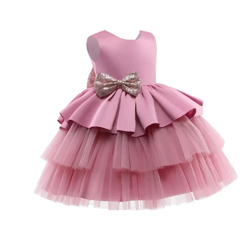 Toddler Baby Girls Big Bow Dress Princess Baptisms Dress for Girl Dress Baby Gown