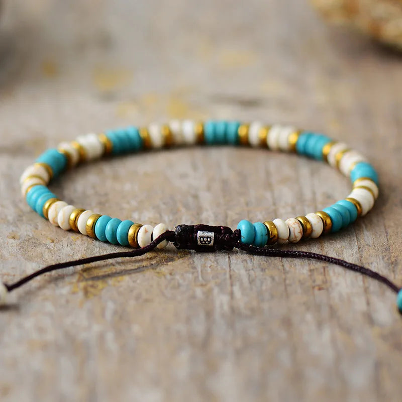 Vibrant Turquoise Beads Adjustable Bracelets String Braided Friendship Braclets Woven Wrap Wristband Women Jewelry