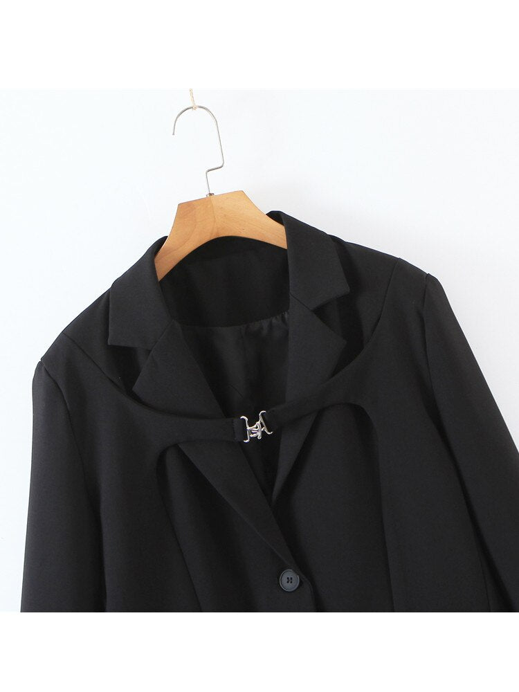 Autumn Winter Women Blazers Coat Casual Office Lady Loose Single-Breasted Suit Female