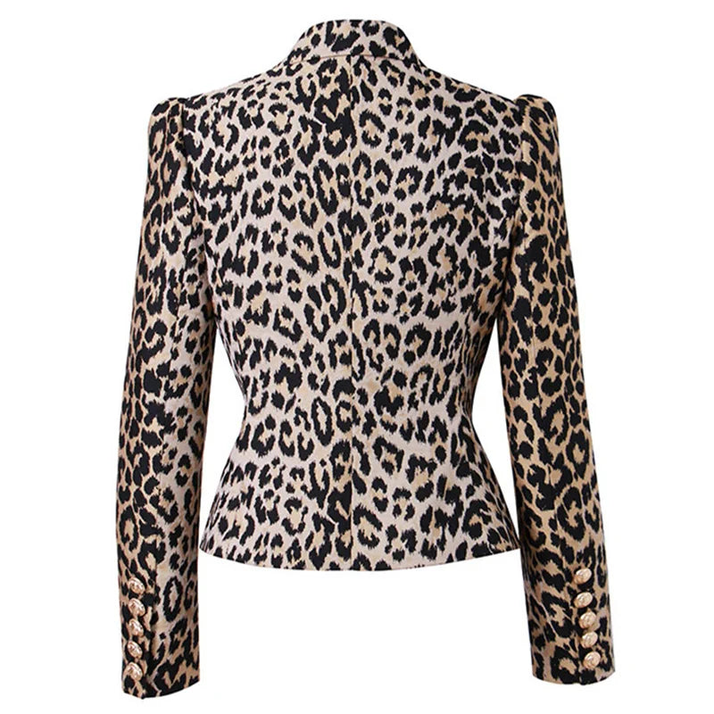 Women jacket Summer Leopard Women coat double breasted