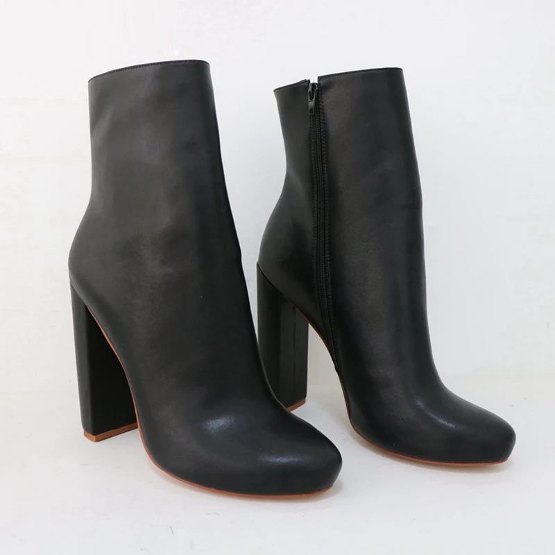 Ankle Boots Women Round Toe Heeled Shoes Winter Style Custom