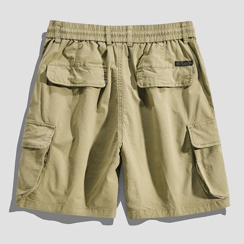 Summer Men Loose Cotton Shorts Knee Length Work Overall Military Cargo Trousers