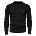 Men Autumn and Winter Pullover Solid Diamond Plaid Knitted Sweater Men Casual Sweater