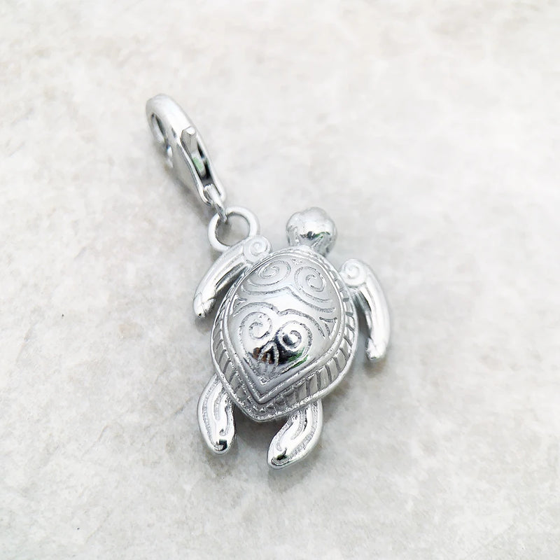 Dangle Charm Pendant Tortoise Jewelry Wisdom And Eternal Life Gift In 925 Sterling Silver