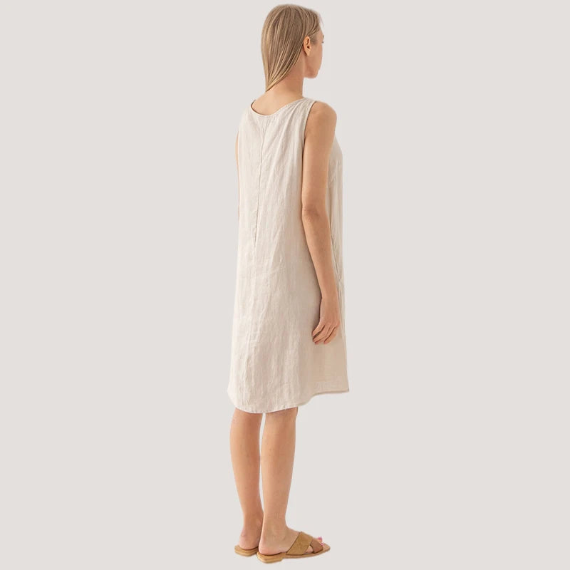 Linen Women Dress Loose Sleeveless Elegant Dresses For Women Sundress