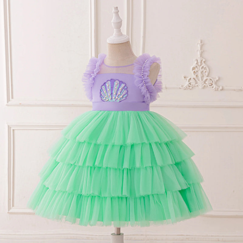 Mermaid Girls Dress Carnival Shell Birthday Wedding Princess Party Dresses Bridesmaids Gown