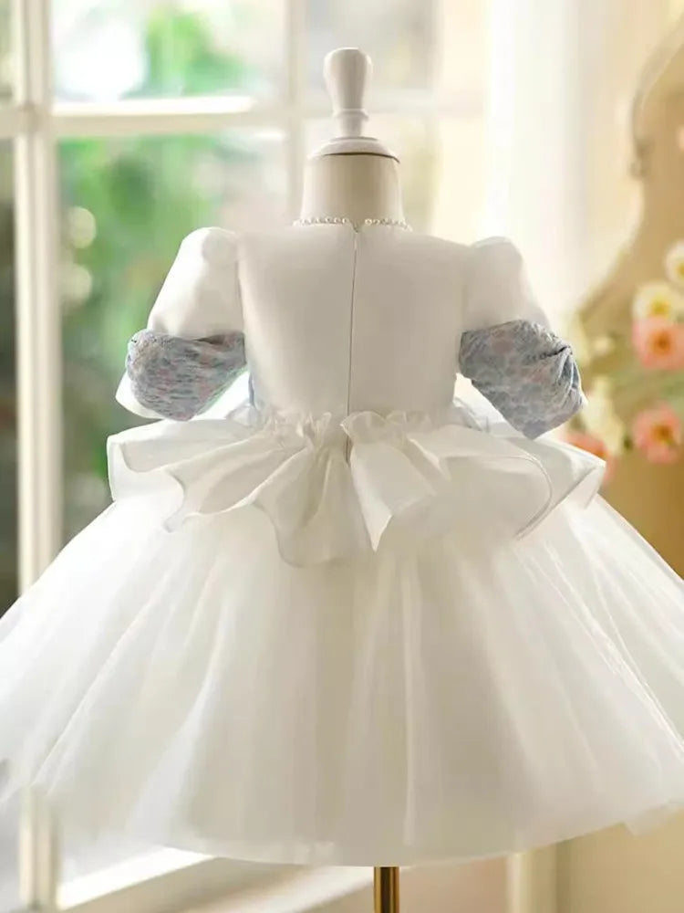 Princess Ball Gown Pearls Design Kids Wedding Birthday Baptism Party Girls Dresses