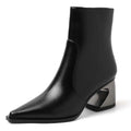 Shoes Woman Ankle Boots Genuine Leather High Heels Pointed Toe Autumn Winter Warm Shoes Dress Party