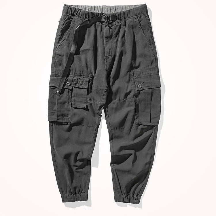 Autumn American Retro Woven Tooling Pants Men Washed Military Casual Trousers