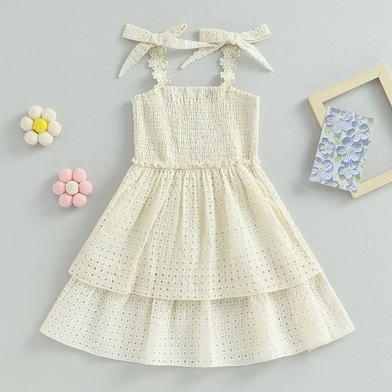 Kids Toddler Girl Summer Dress Sleeveless Bow Ruffle Dresses For Girls Children Clothing