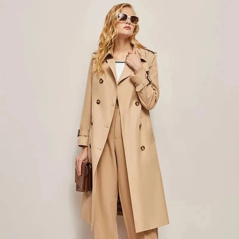 Spring And Autumn Women Trench Coat Outerwear Double Breaste