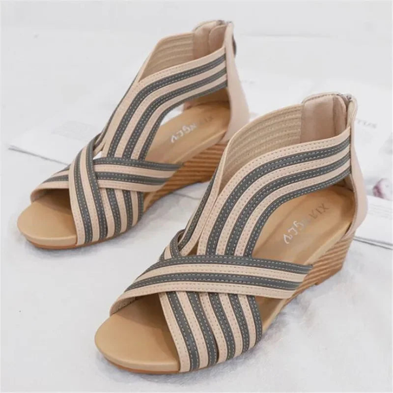 Wedge heel platform sandals women summer heel zipper Roman shoes casual women sandals