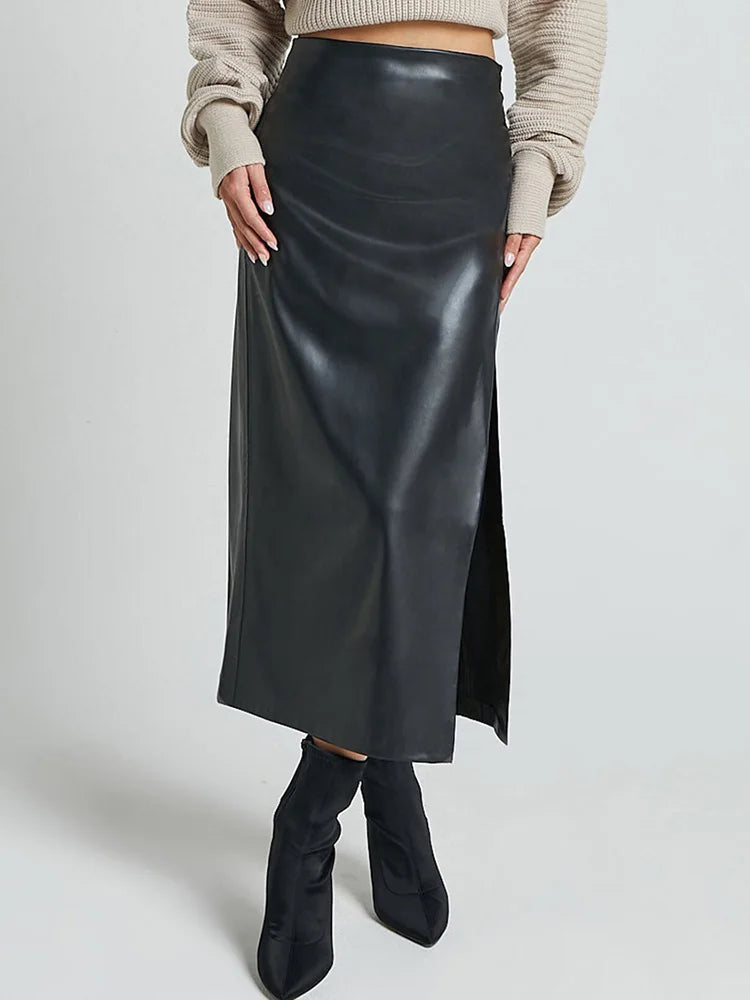 Autumn Long Skirt For Women Side Slit Slim Bodycon Skirts Ladies Skirts For Winter Women